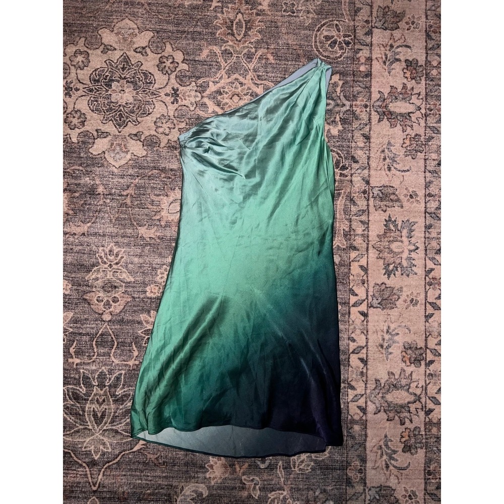 CAMI NYC Agnes Mini Dress Turquoise Ombré One Shoulder Silk Dress Revolve